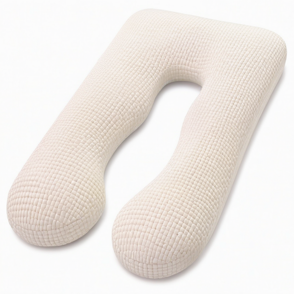 Cojín de embarazo en U 140 cm de tejido beige para descanso con soporte corporal