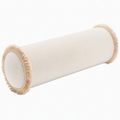 Cojín cilíndrico 15 x 45 cm de tejido beige con flecos decorativo