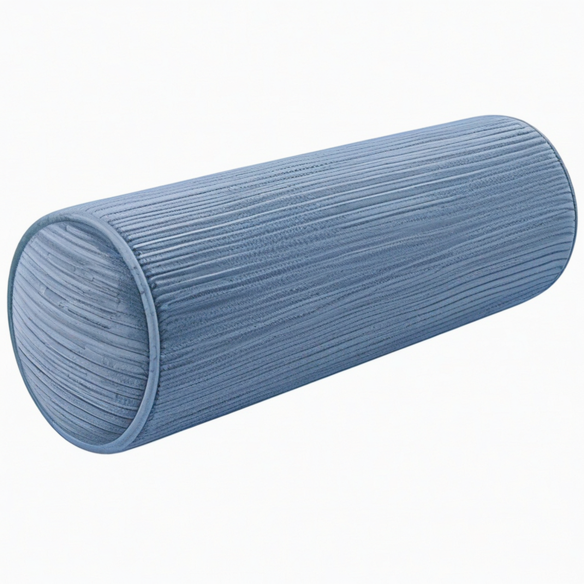 Cojín cilíndrico 20 x 60 cm de terciopelo azul con relieve decorativo
