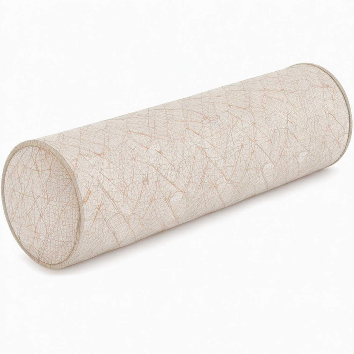Cojín cilíndrico 18 x 50 cm de tejido beige con relieve decorativo