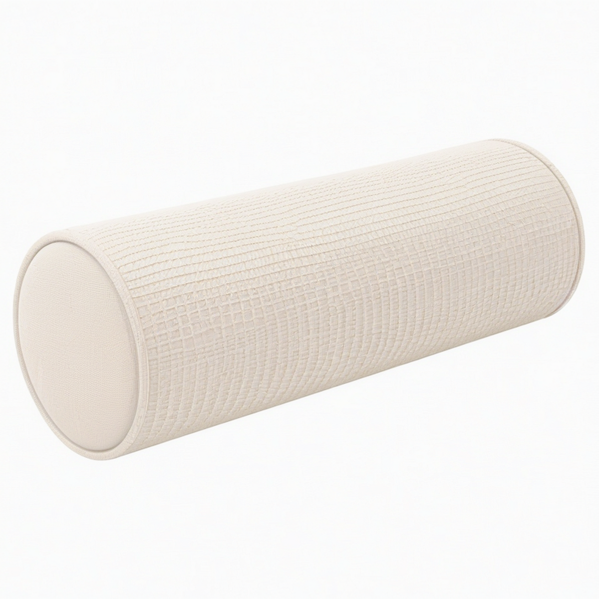 Cojín cilíndrico 20 x 50 cm de tejido beige con textura para apoyo decorativo