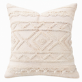 Cojín decorativo cuadrado 45 cm beige de algodón con relieve geométrico estilo bohemio