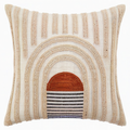 Cojín decorativo cuadrado 45 x 45 cm textil beige terracota con relieve