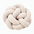 Cojín decorativo anudado 35 cm de tejido bouclé beige para sofá estilo moderno