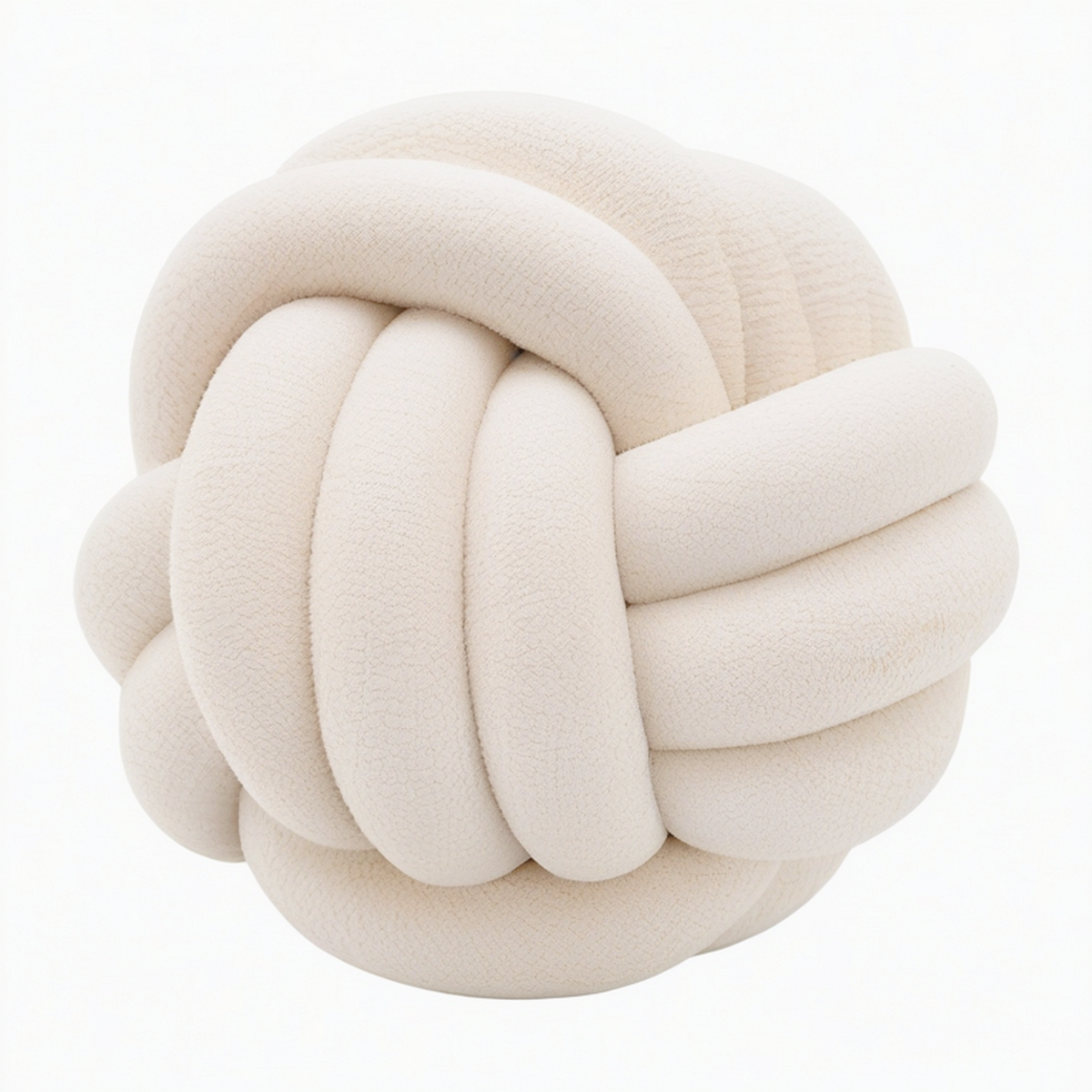 Cojín decorativo de nudo 30 cm en tejido bouclé blanco roto