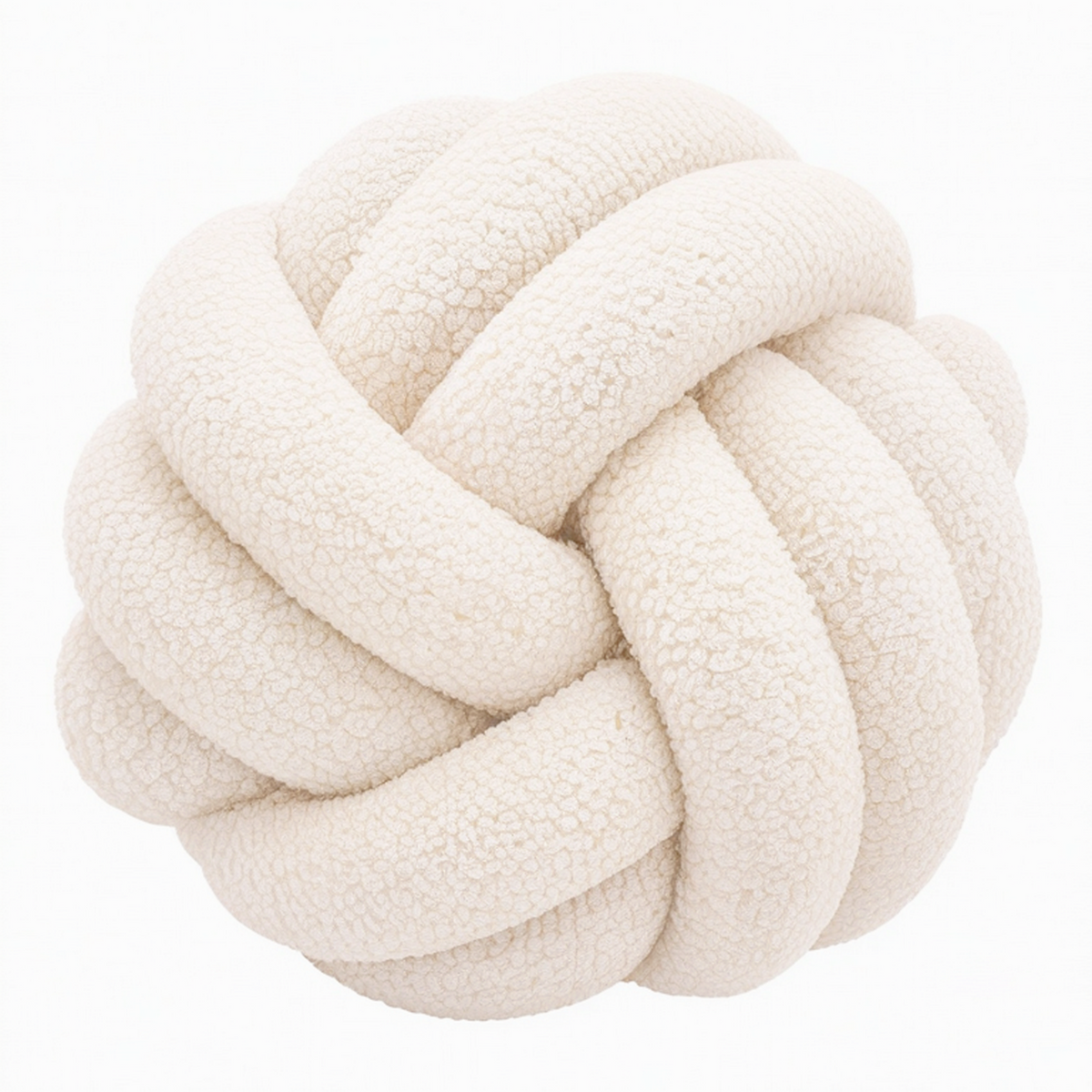 Cojín decorativo de nudo 30 cm en tejido bouclé blanco - Diseño trenzado suave