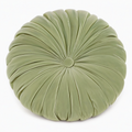 Cojín redondo 40 cm de terciopelo verde con pliegues decorativos
