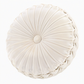 Cojín decorativo redondo 45 cm de tela beige con pliegues estilo clásico