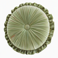 Cojín decorativo redondo 40 cm de terciopelo verde con volantes